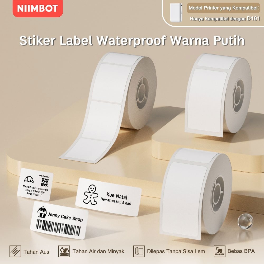 

NIIMBOT D101 Kertas Label Termal Putih, Tahan Air dan Minyak, Stiker Harga Barang