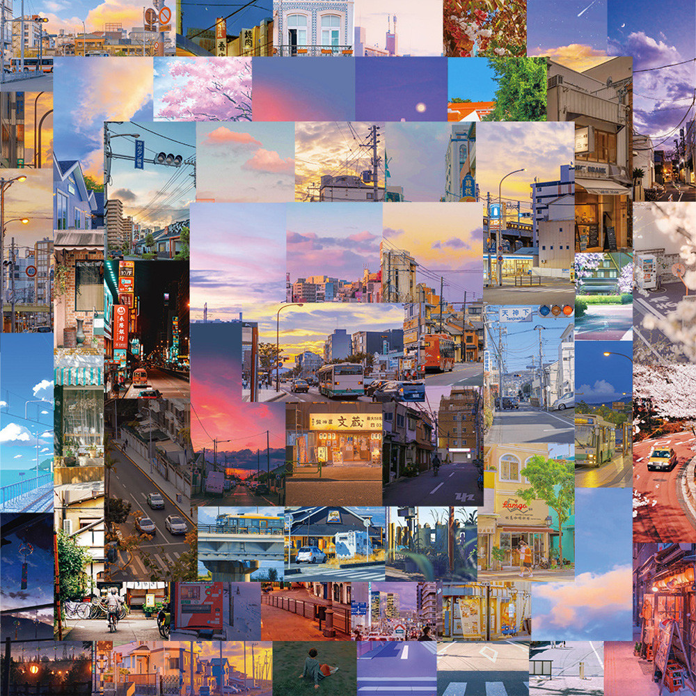 

10/30/55pcs Art Street View Landscape Graffiti Stickers Aesthetic Decals Decoration Phone Water Bottle Gutiar Waterproof Sticker