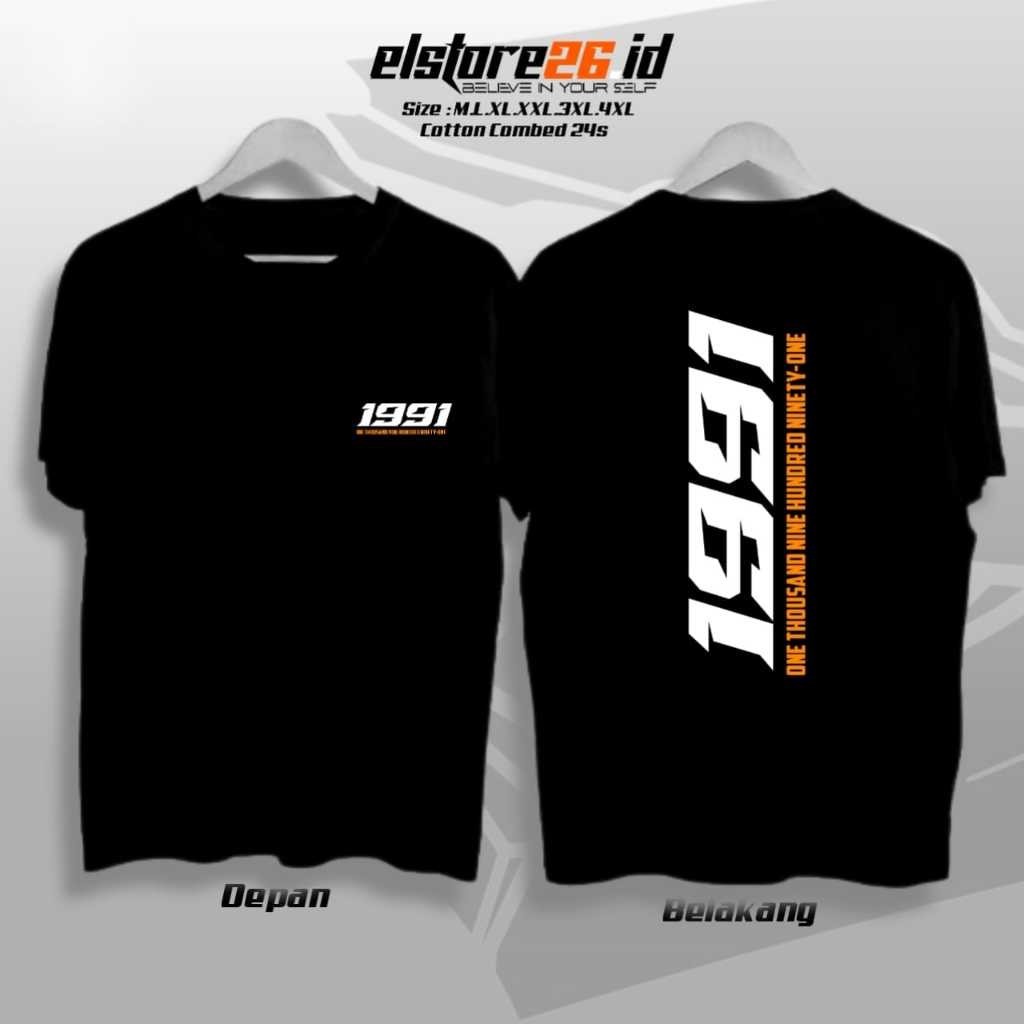 ELSTR26 Kaos Baju Tahun Kelahiran 1991 1992 1993 | Bisa Request Tahun Kelahiran Kamu | Pakaian Pria 