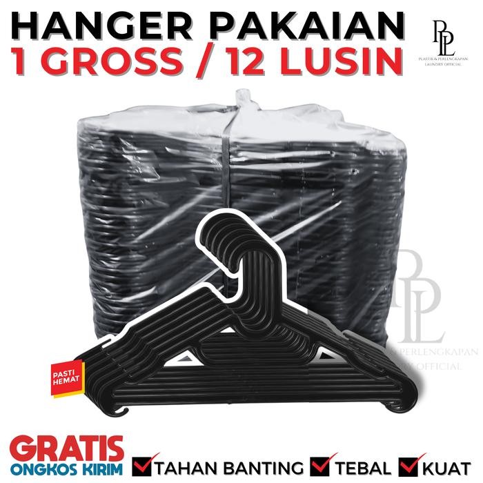 

[1 GROSS] Hanger Baju Plastik Gantungan Baju Dan Celana Pakaian Gantungan Baju Plastik Tebal 12 Lusin / Gross | Hanger Laundry Plastik Kuat, Tebal dan Murah