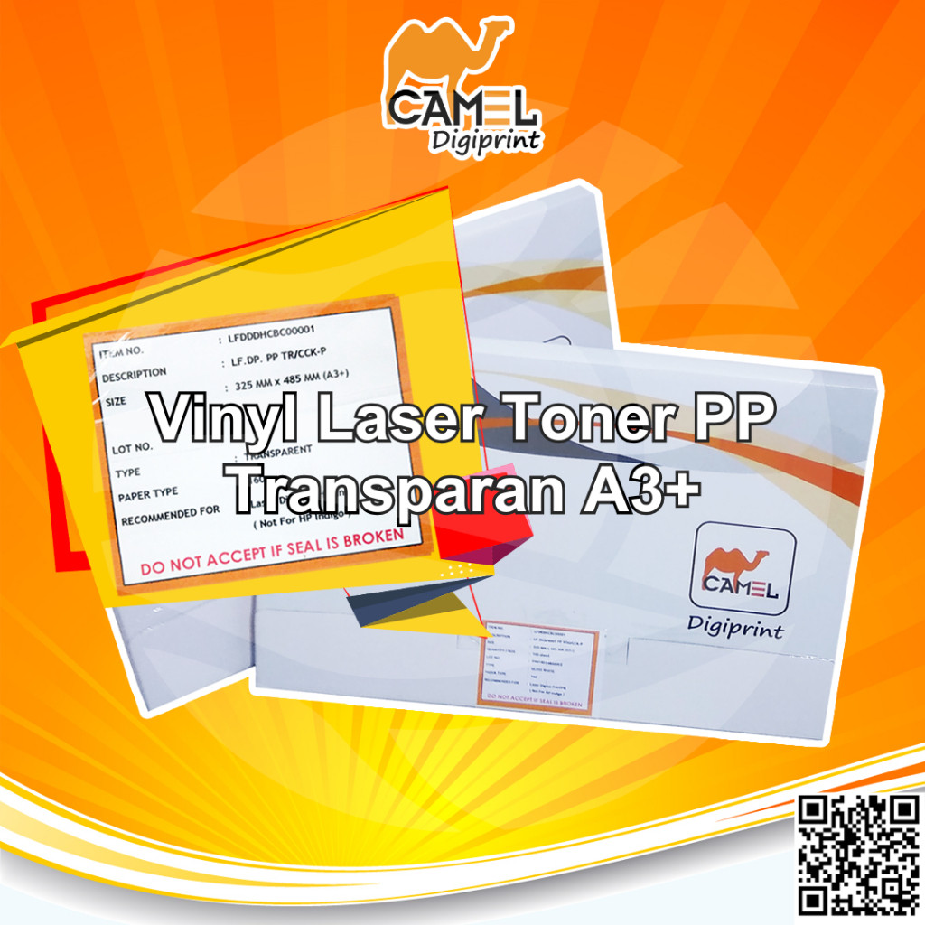

Camel Digiprint Sticker Vinyl Transparan Clear White Gloss Matt Matte Doff PP PET Digital Print Laser Toner A3+ Stiker Plastik Anti Air Tidak Mudah Sobek - Pack