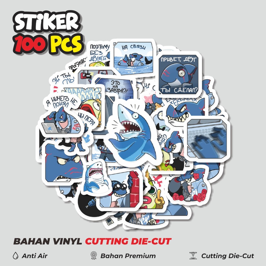 

Terbaru! 50 pcs Stiker Kartun Funny Shark Dekorasi Lucu Kreatif untuk Notebook, Skateboard, HP