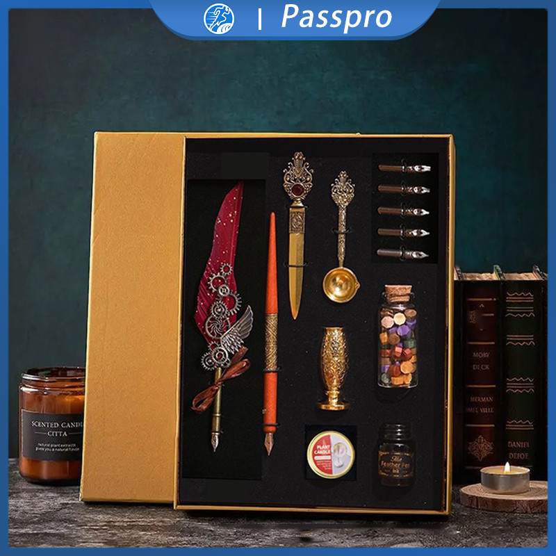 

Pena Bulu Ajaib Harry Potter Set Kaligrafi Feather Dip Pen Dengan Tinta