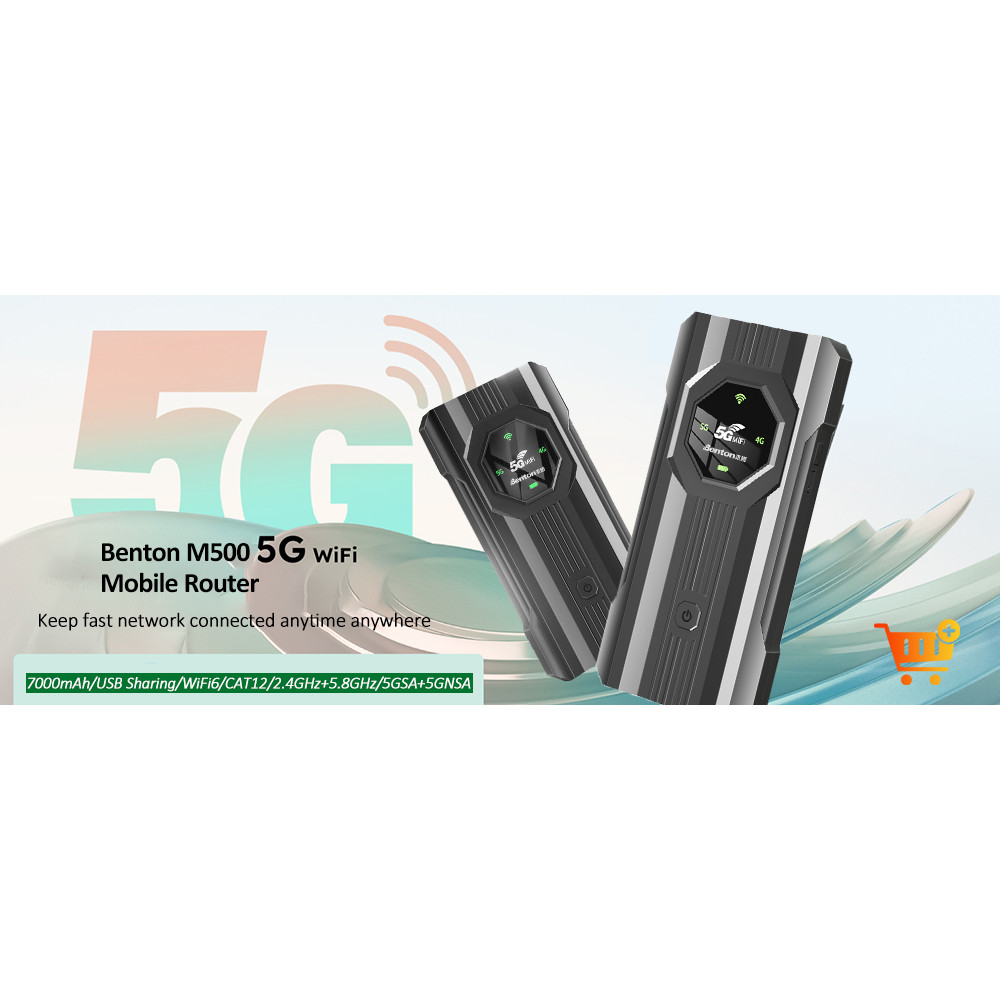 Benton Unlocked 5G SIM Router Portable WiFi AX1200Mbps Dual Band 5G Router WiFi6 CAT12 Travel Router