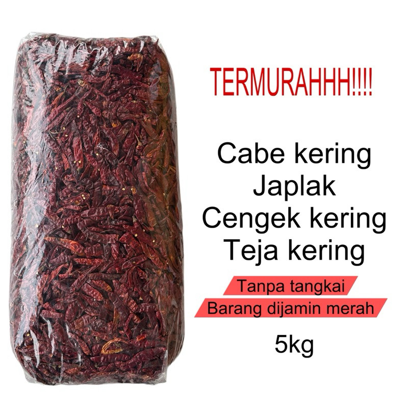 

Cabe Cengek Japlak Teja Rawit Cabai Kering Tanpa Tangkai 5kg [Grosir]