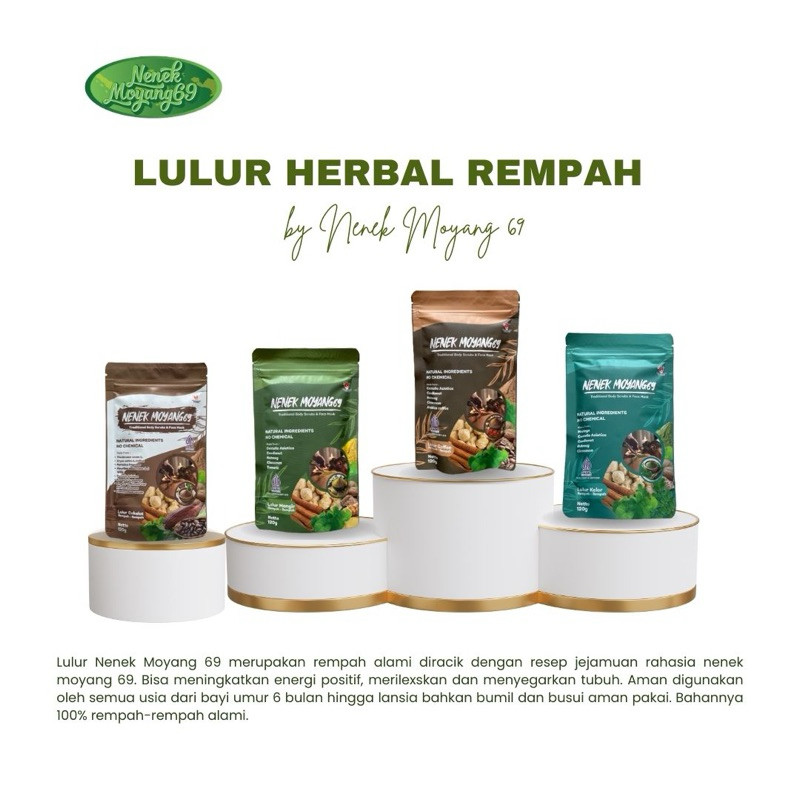 

[ 1 PCS ] Lulur Rempah NenekMoyang69 120gr Mangir/Coffee/Kelor/Coklat