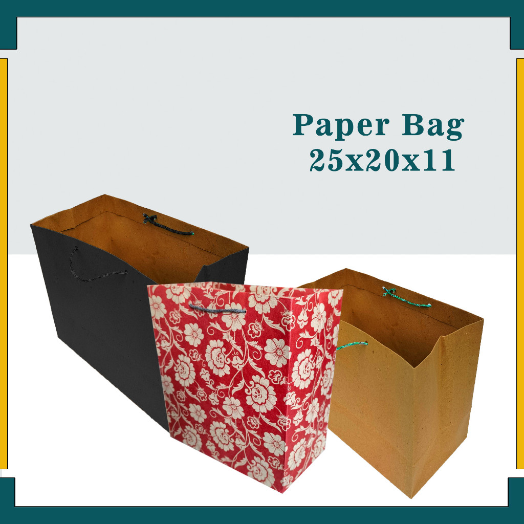 

(PAKET 12 PCS) Paper bag 20x10x25 cm/Polos Craft/Tas Kertas Premium/Goodie Bag