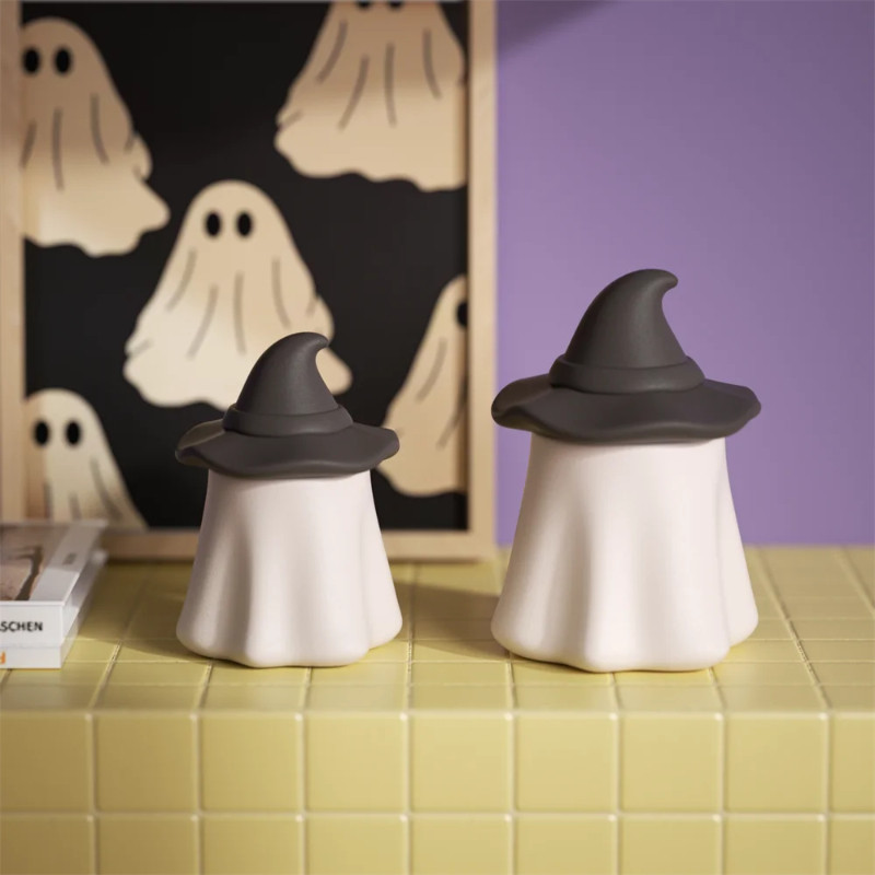 

Ghostly Wizard Candle Jar Silicone Molds for Concrete and Candle Refill Mold Handmade Gypsum Jesmonite Halloween Jar Mould