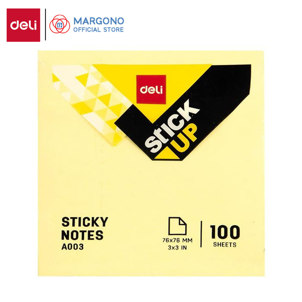 

Deli Memo tempel Sticky Notes 76x76mm 3x 3 100sheets Warna Kuning perekat kuat tahan lama EA00353