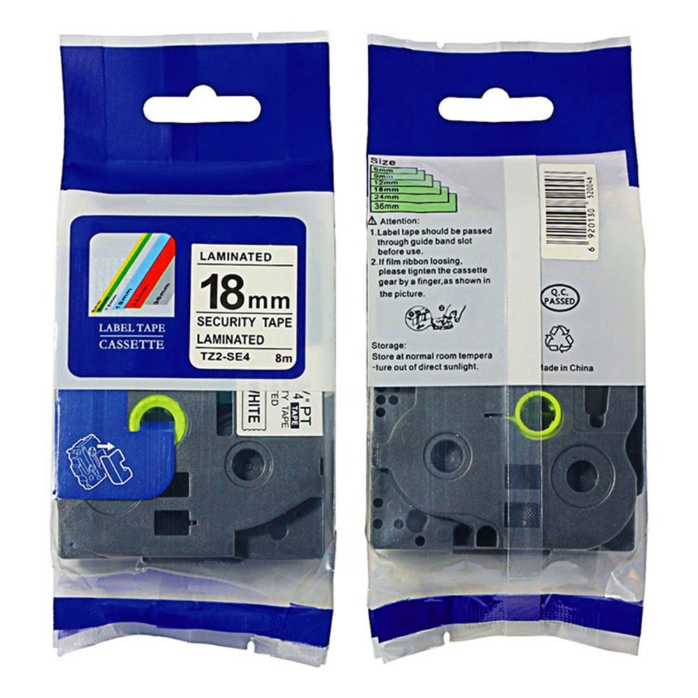 

Security Label Tape Compatible for Tze-SE4 Tz se4 Tze SE4 P-Touch 18mm 8m free shipping