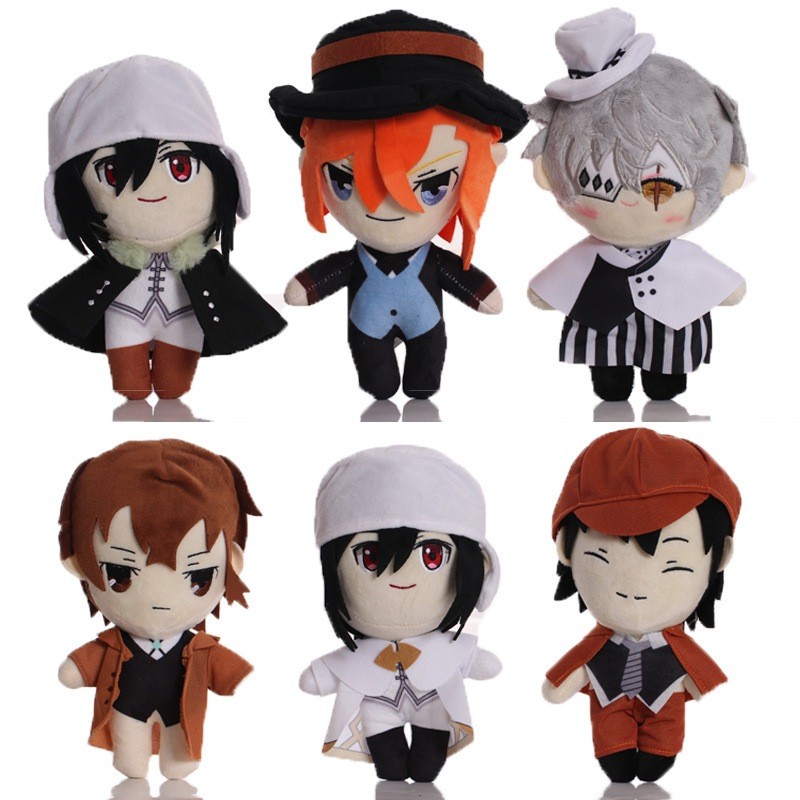 24cm Anime Stray Dogs Plush Dazai Osamu Edogawa Renpo Gogol Nakahara Chuuya Fyodor D Mainan Plush Bo