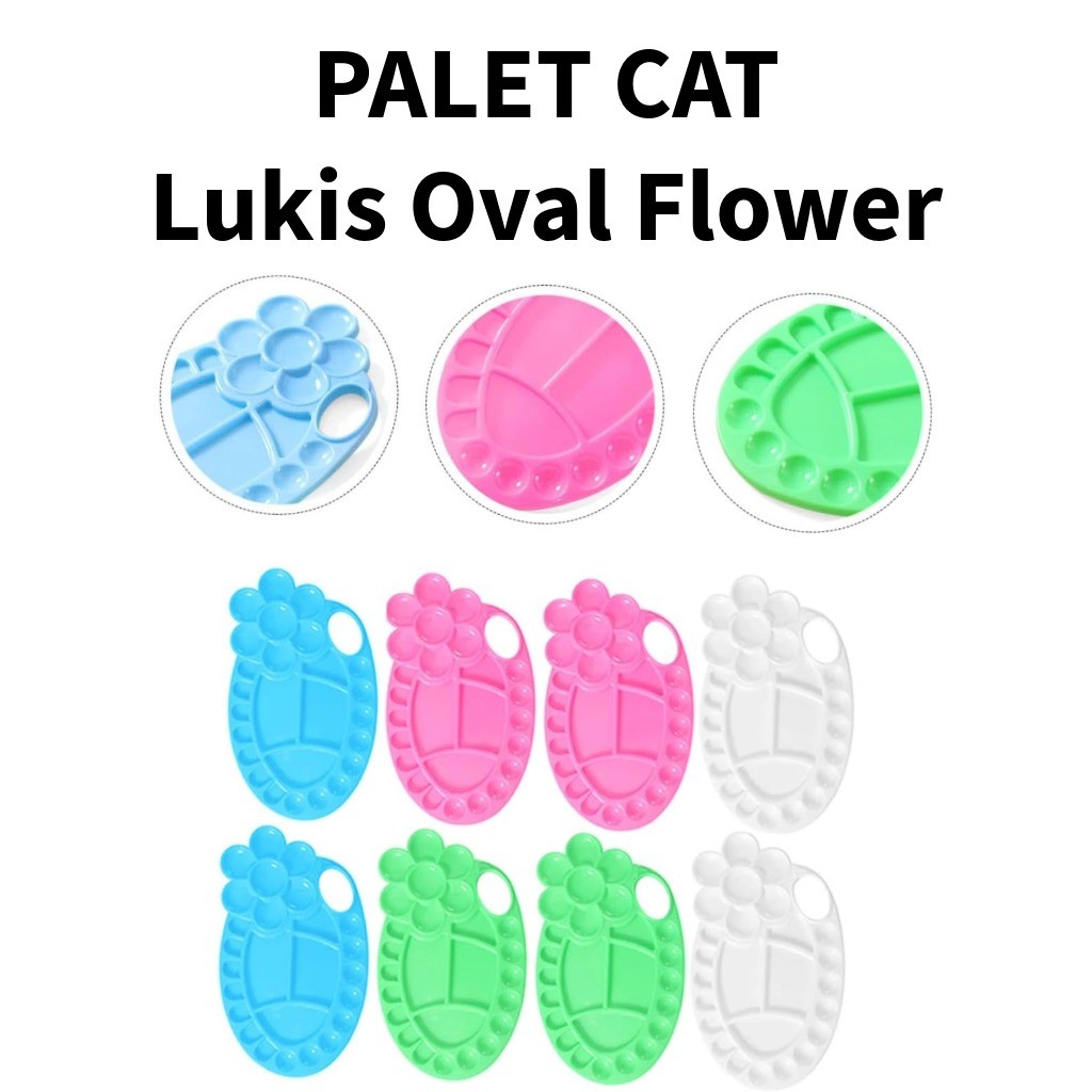 

❤️️1pc Piring Cat Air Oval Flower Warna Warni/ 1buah Palet Cat Air❤️️