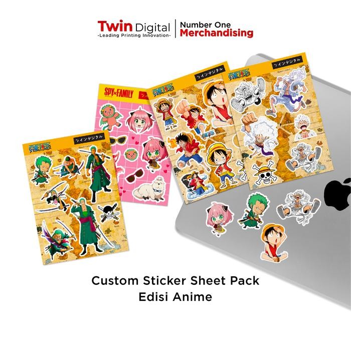 

Custom Sticker Sheet Pack Anime Cetak Stiker Label Deco DIY Laptop HP - Vinyl, Laminating Doff