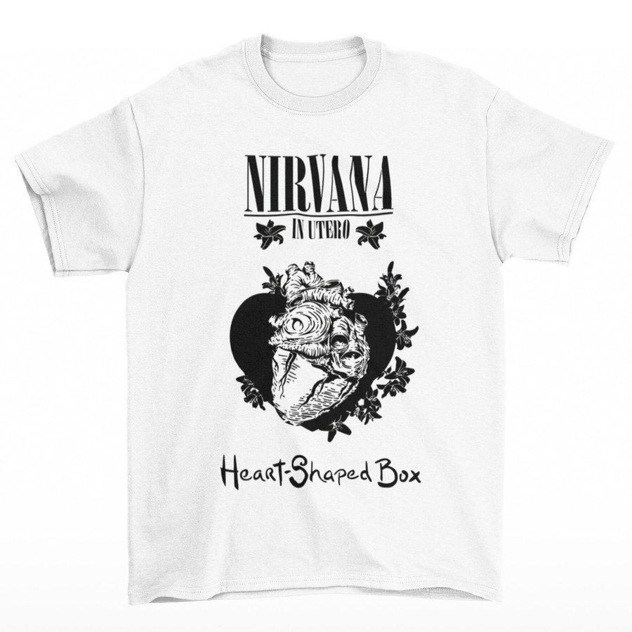 Kaos Band Pria Custom Nirvana - Heart Shaped Box