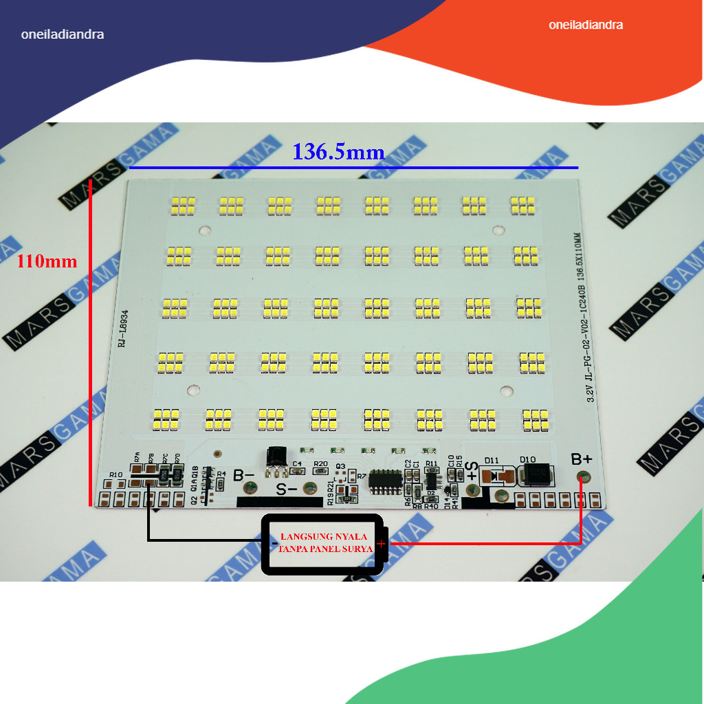 PCB papan Led SMD input 3.7v - 4.2v 18650 DIY lampu emergency solar panel