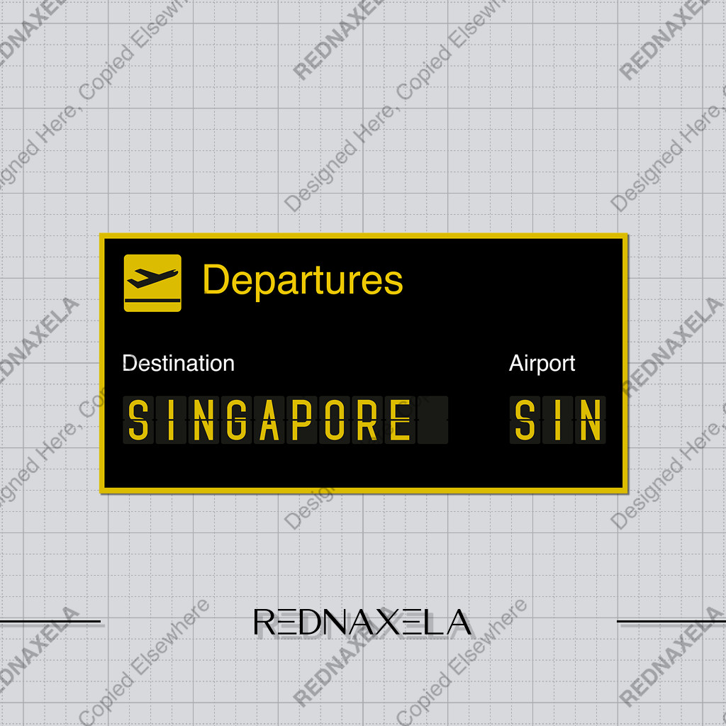 

Stiker Vinyl Airport Sign SIN Singapore Departures Stiker Koper Travel Sticker