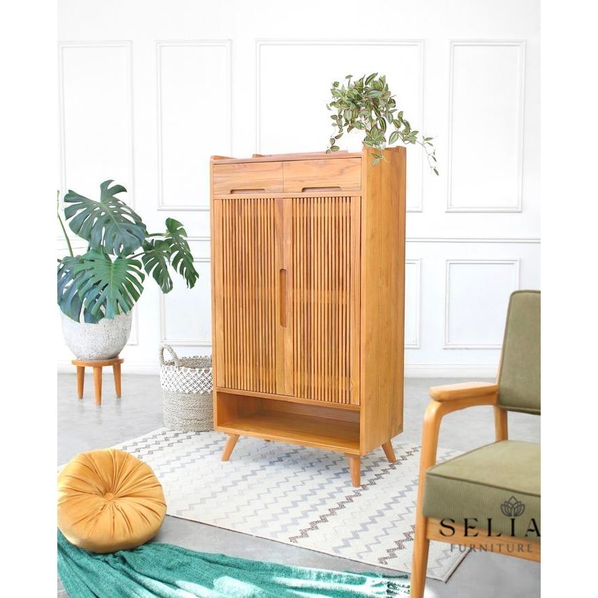Selia Furniture Maja Lemari Sepatu - Lemari Sepatu Kayu Jati Minimalis Asli