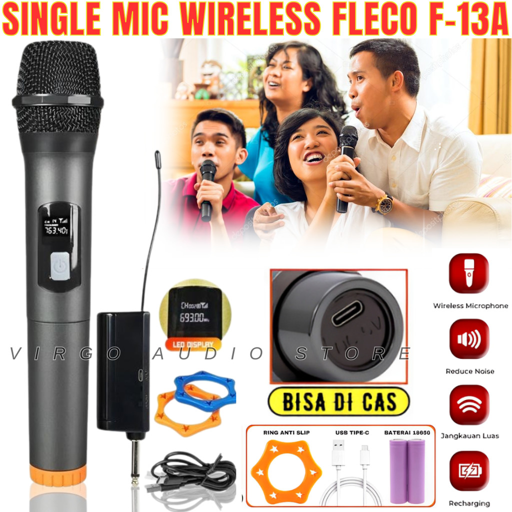 SERBA COD NEWW Mic Wireless/Microphone Profesional Tanpa Kabel Fleco M-13a - Mic Murah Mic Karaoke S