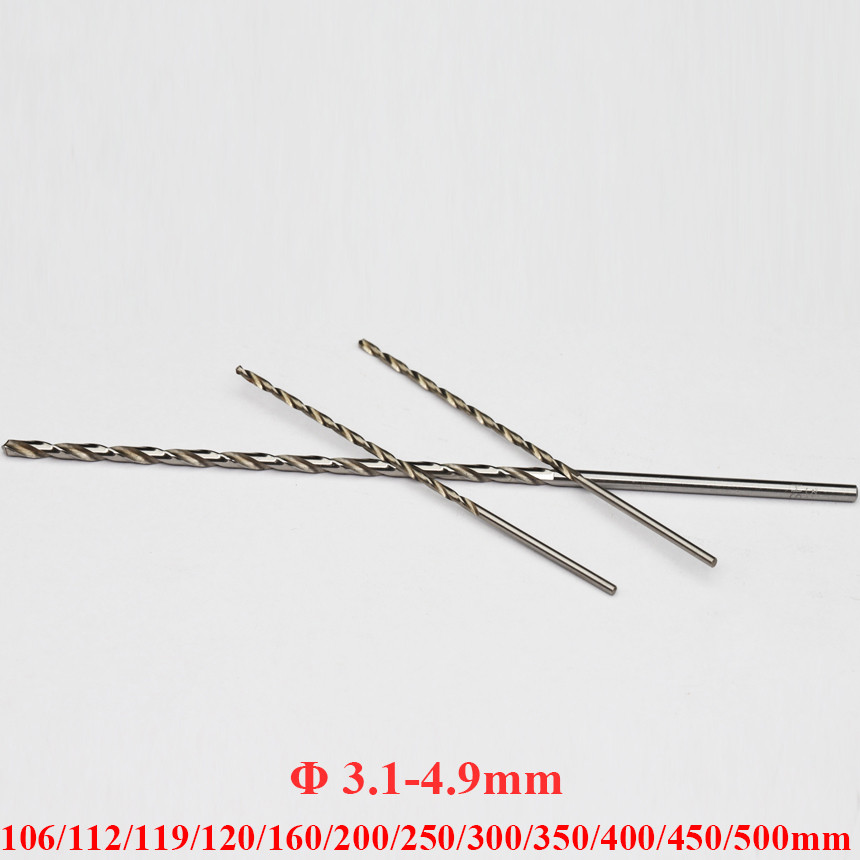

3.1-4.9mm 106/120/200/250/300/350/400/450/500mm Extra Long Metal Wood High Speed Steel HSS Straight Lengthened Twist Drill Bit