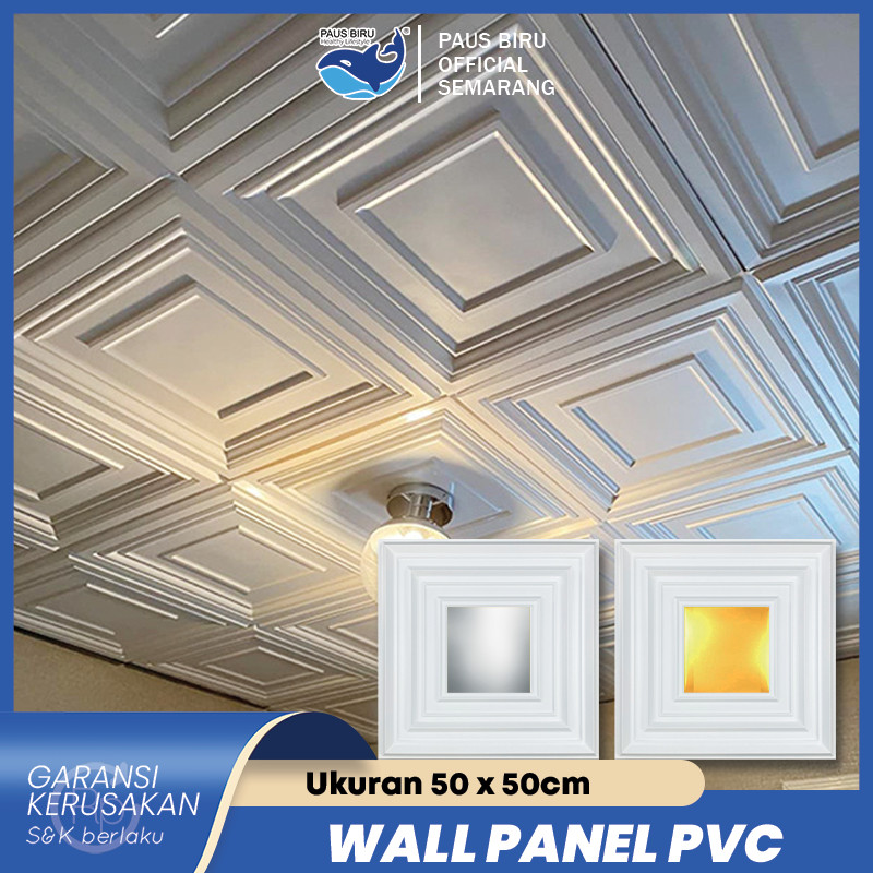 Paus Biru - Wall Panel 3D PVC 50x50cm Panel DInding Tempel Aesthetic Sticker Tembok Ruang Tamu