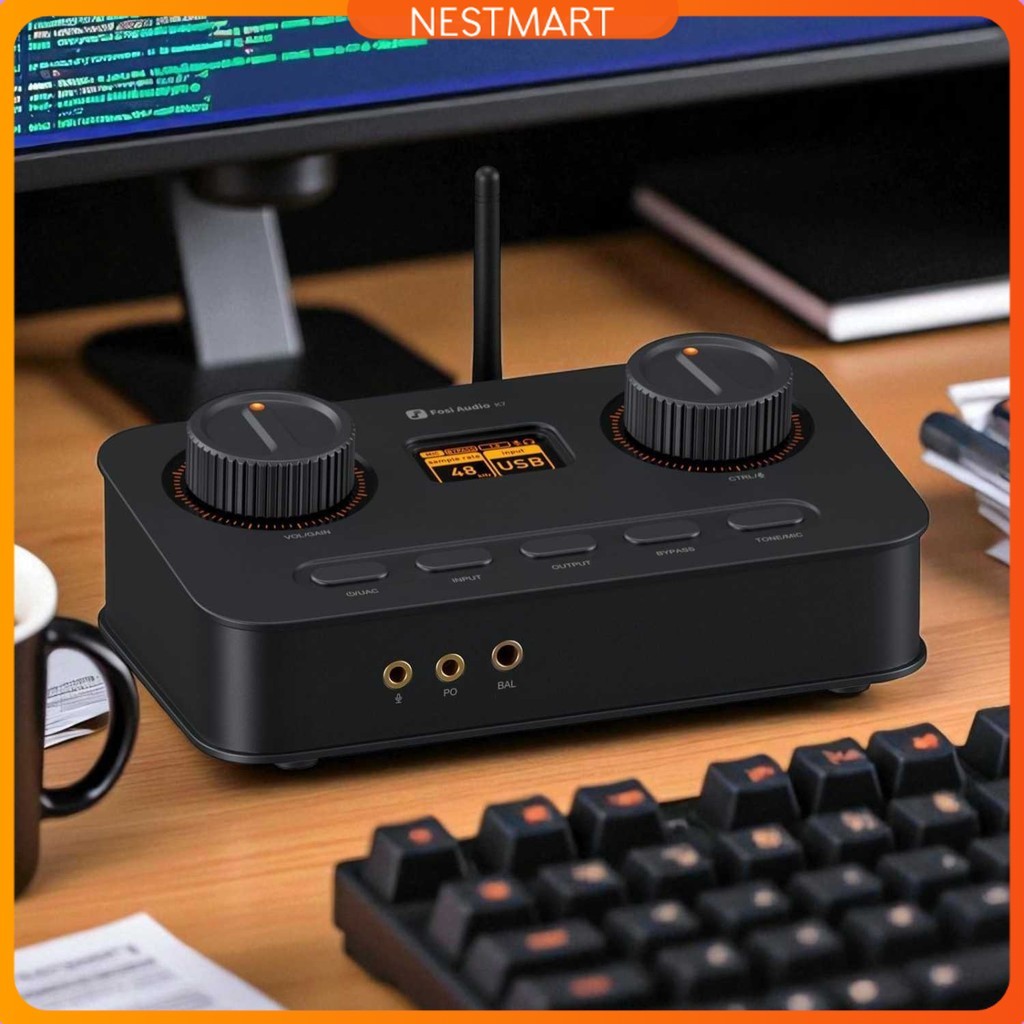 Fosi Audio Amplifier Headphone Hi-Fi Gaming DAC Bluetooth LCD Display - K7