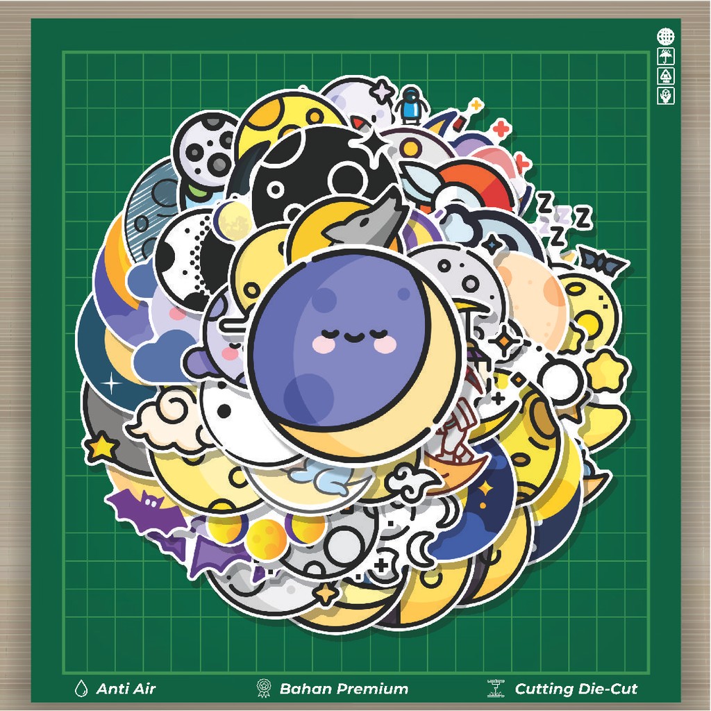 

HOT 50 PCS STIKER Stiker Moon [Bulan] Stiker Fashion Cars Decal Dingin Kartu Album Custom Vinyl Anti Air- Sticker Aesthetic Buku Journal Koper Casing HP Tablet Laptop Helm Motor Botol Minum