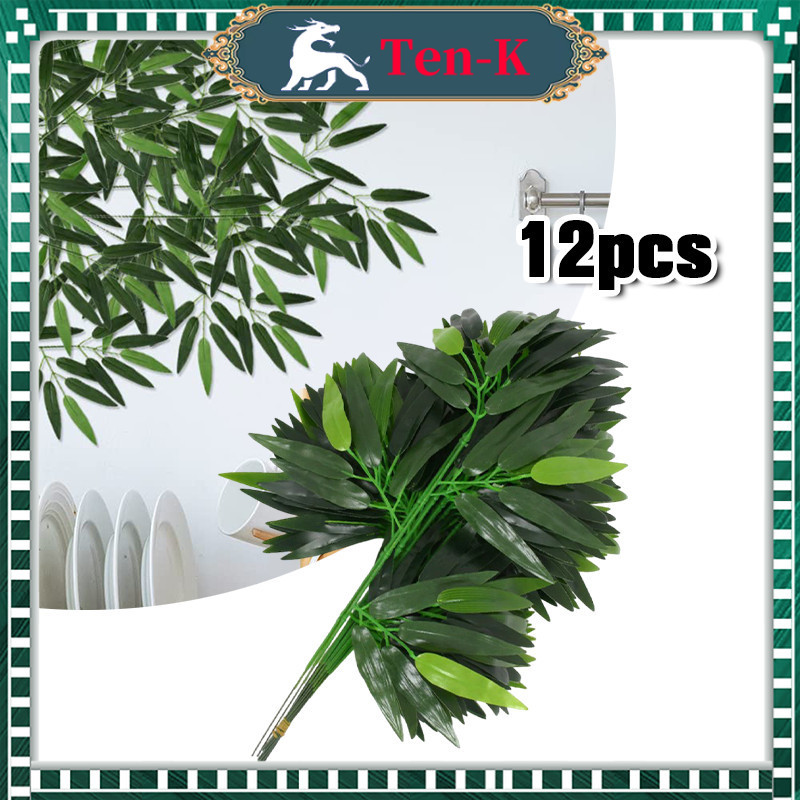 12 Pcs Daun Bambu Plastik / Daun Bambu Artificial / Daun Artificial Plastik