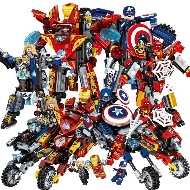 galaxytoys mainan action figure robot jadi motor LW2076 iron man thor captain america spiderman hawk