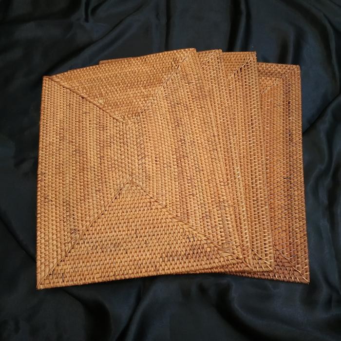 Placemat / Anyaman Rotan / Persegi Panjang / Tatakan Alas Piring Rotan 1109