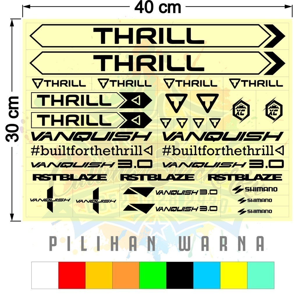 Sticker Cutting Sepeda Thrill Vanquish 3.0 Set Dewasa Variasi Stiker Mtb Lipat Anti Air Tahan Lama