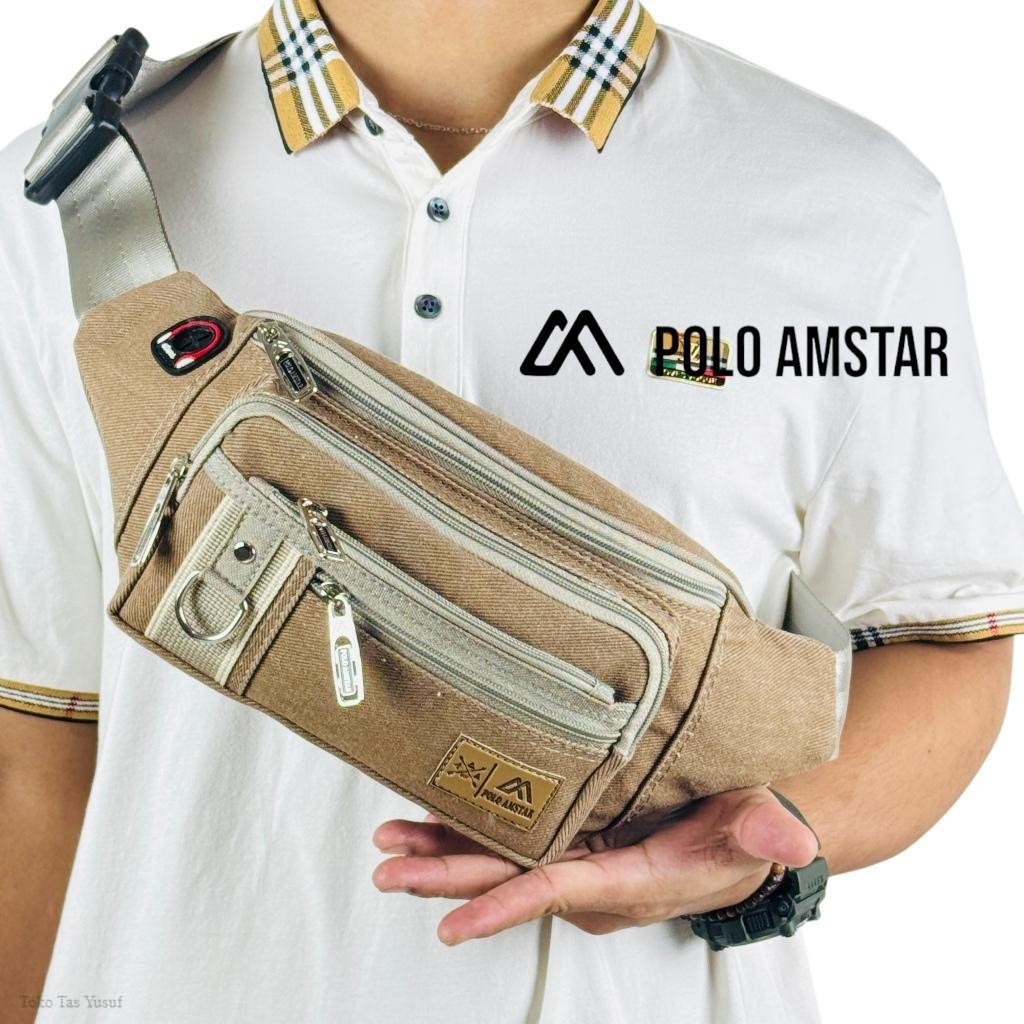 POLO AMSTAR Waist Bag Casual Tas Pinggang Selempang Pria Wanita Sling Bag