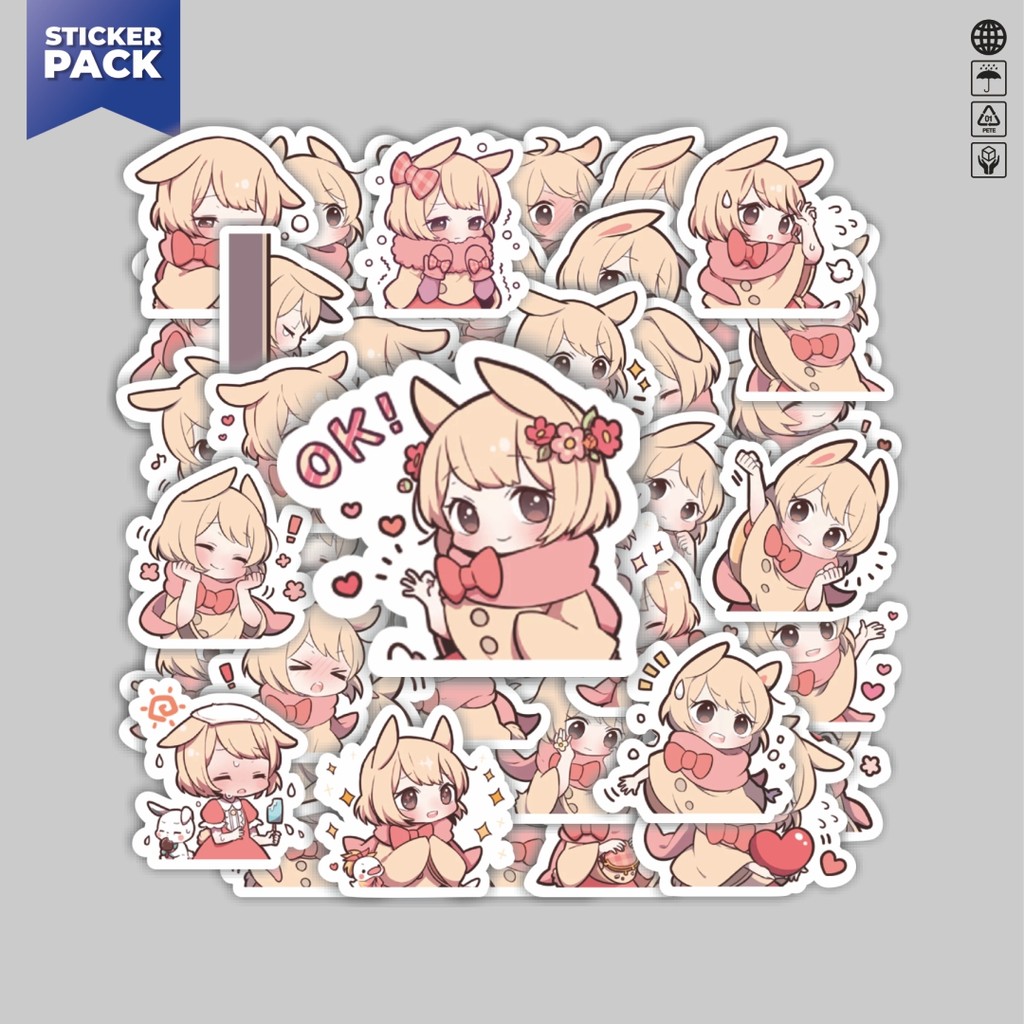 [100PCS]Stiker Pack Stiker Funny Character Cute Bunny Girl Aesthetic Vinyl Anti Air Dekorasi Sticker