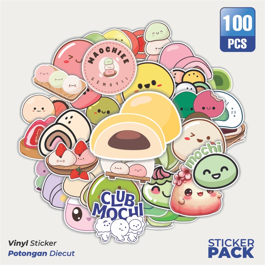 

MURAH 100 PCS Stiker Mochi Lezat Waterproof Aesthetic- Untuk Laptop, Motor, dan Helm - Paper Stationery Pack