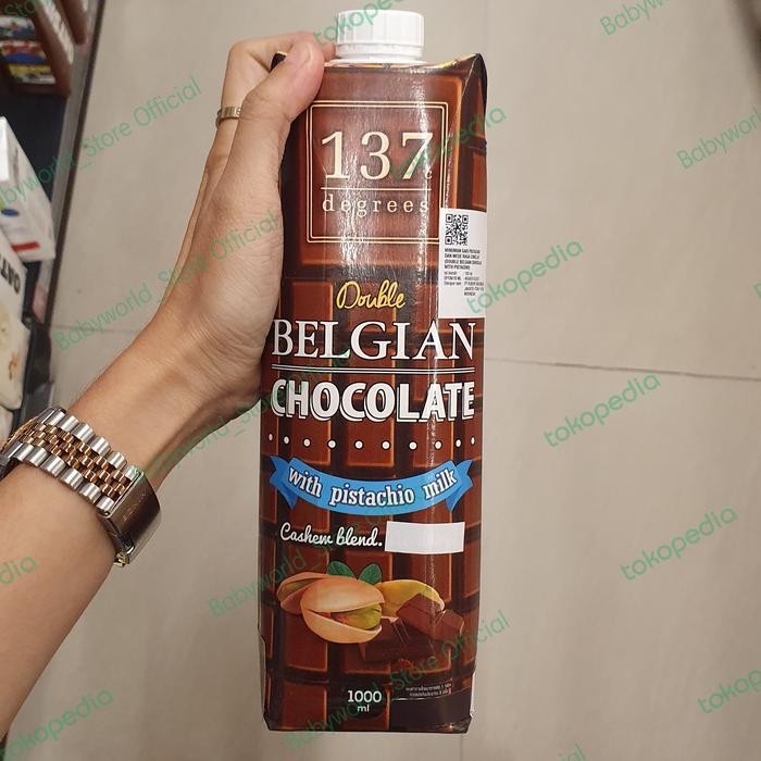 137 Degrees Double Belgian Chocolate with Pistachio Milk Non Dairy Plant Based Milk Import 1L