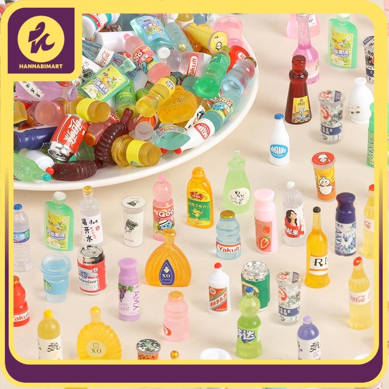 Promo 10Pcs / 20 Pcs Miniatur minuman botol - miniatur kaleng minuman - pajangan mini - miniatur min