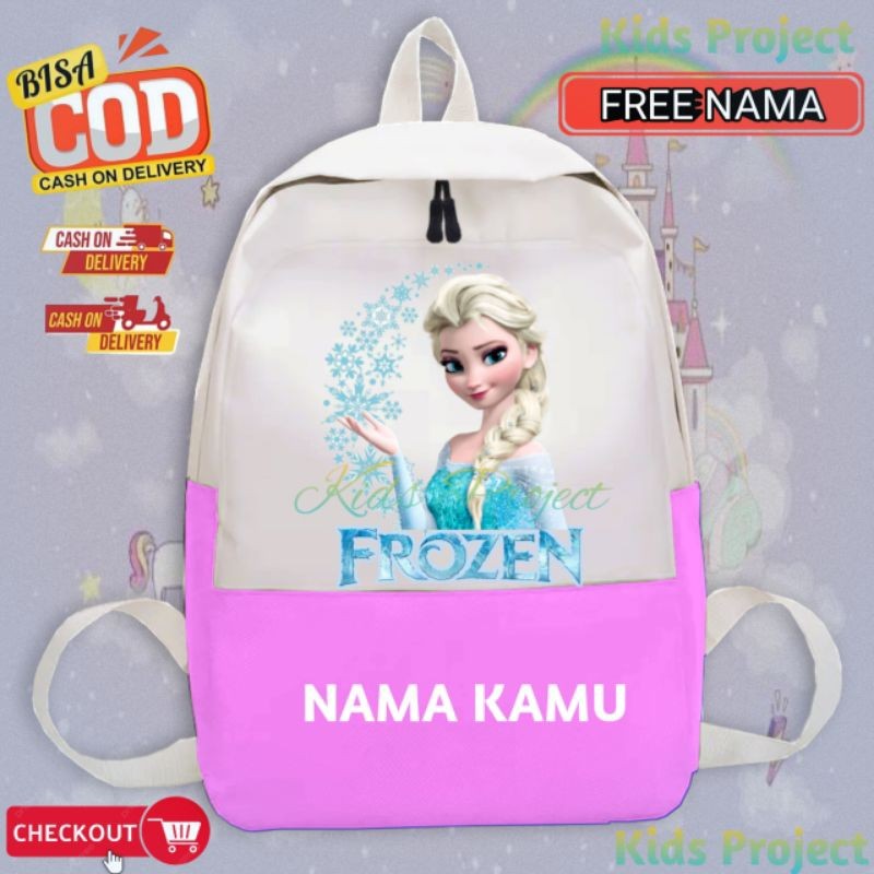 TAS RANSEL ANAK PEREMPUAN KARAKTER ELSA FROZEN  - TAS SEKOLAH ANAK TK DAN SD