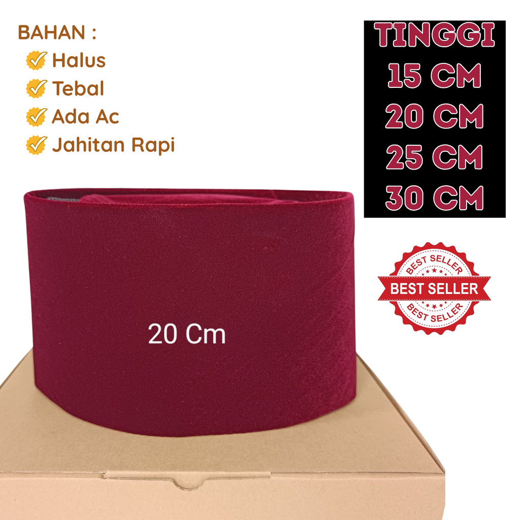 Peci songkok kopiah merah maroon marun tinggi 13cm,14cm,15cm