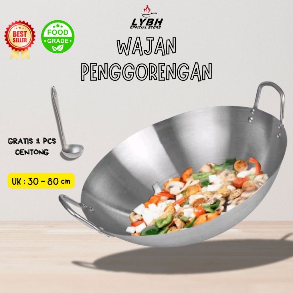 

COD【Wajan】Stainless steel, Anti Karat dan Lengket Wajan Penggorengan Anti Lengket Berkualitas Tinggi, Tahan Lama, Mudah Dibersihkan, Cocok untuk Kompor Gas dan Induksi. dengan Distribusi Panas Merata. Ideal untuk Masakan Sehari/Kitchenware