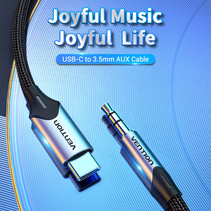 VENTION Kabel USB Type C to AUX 3.5mm Male Gray Aluminum Alloy Type - BGK