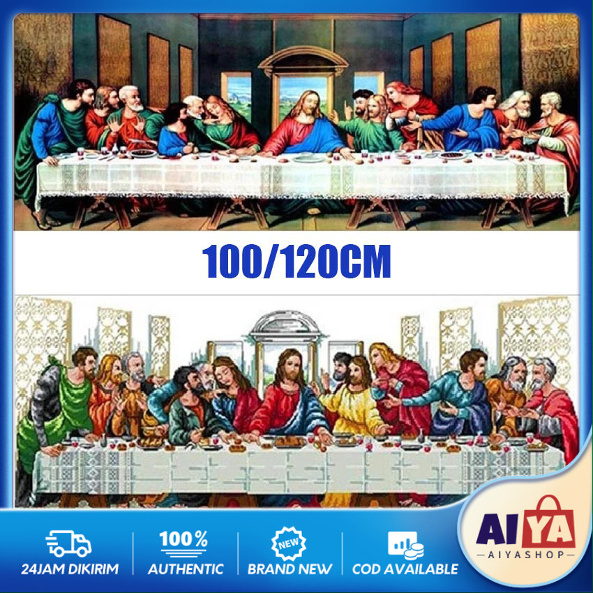 5D DIY Diamond Painting Full Drill 120x50/100x40cm The Last Supper Cross Stitch Embroidery Lukisan B