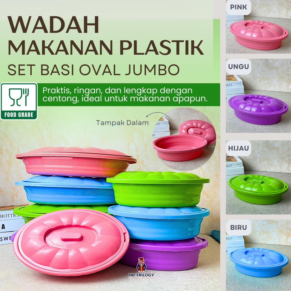 Tempat Lauk Prasmanan Serbaguna BASI OVAL JUMBO Toples Wadah Sayur Plastik Wadah Makanan