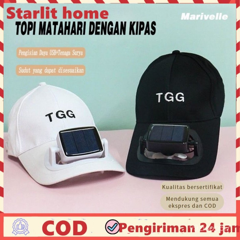 Marivelle Topi Dengan Kipas Angin, Tenaga Surya & USB Charger, Pelindung Matahari Multifungsi Dengan