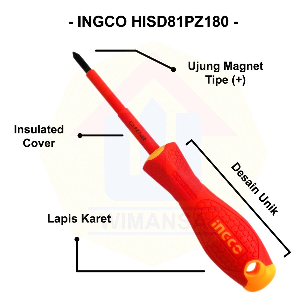 HISD81PZ180 InGco Obeng PZ1 x 80 MM - Obeng Listrik