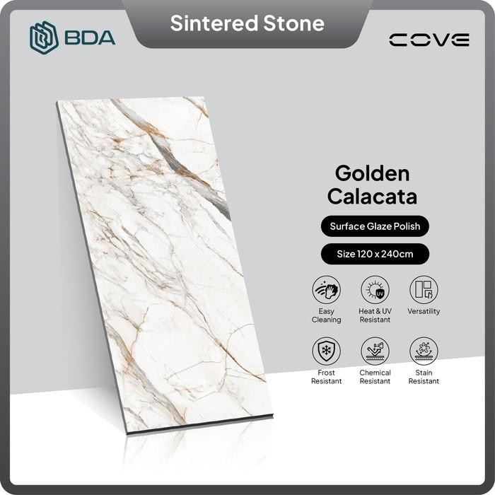 BDA Granite Tile 120x240 Keramik Granit Lantai Dinding Kamar Mandi Dekorasi Big Slab Golden Calacata