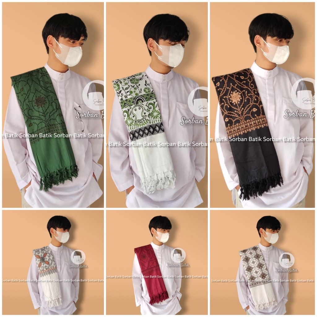 Sorban anak muda terbaru santri keren bahan adem lembut halus serban habib tarim logo trompa batik