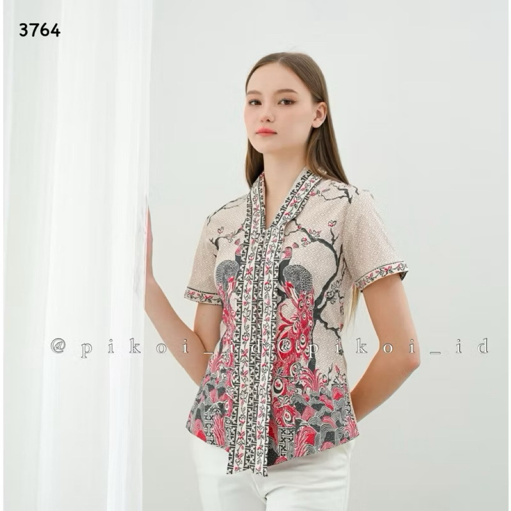 Baju batik wanita / atasan batik cewek / seragam batik kantor / blouse katun batik modern 292 pendek