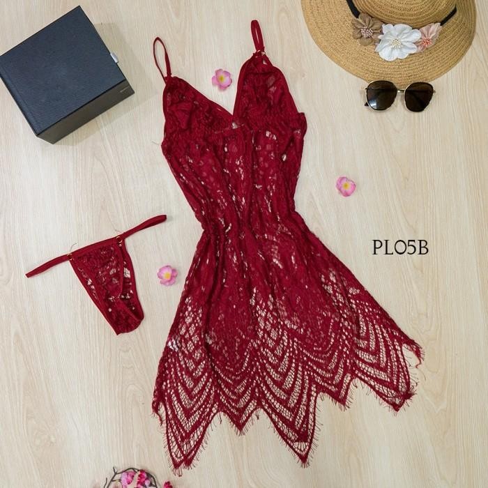 Sleep Wear Woman Merah Maroon Lace Premium Lingerie PL05B