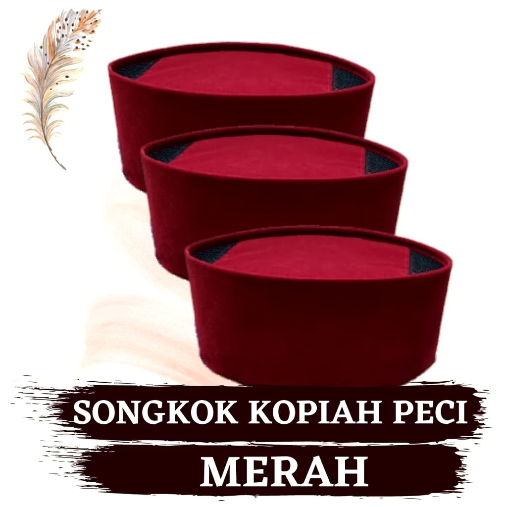 Kopiah peci merah tinggi 11cm,12cm,13cm,14cm,15cm peci songkok merah songkok merah maroon