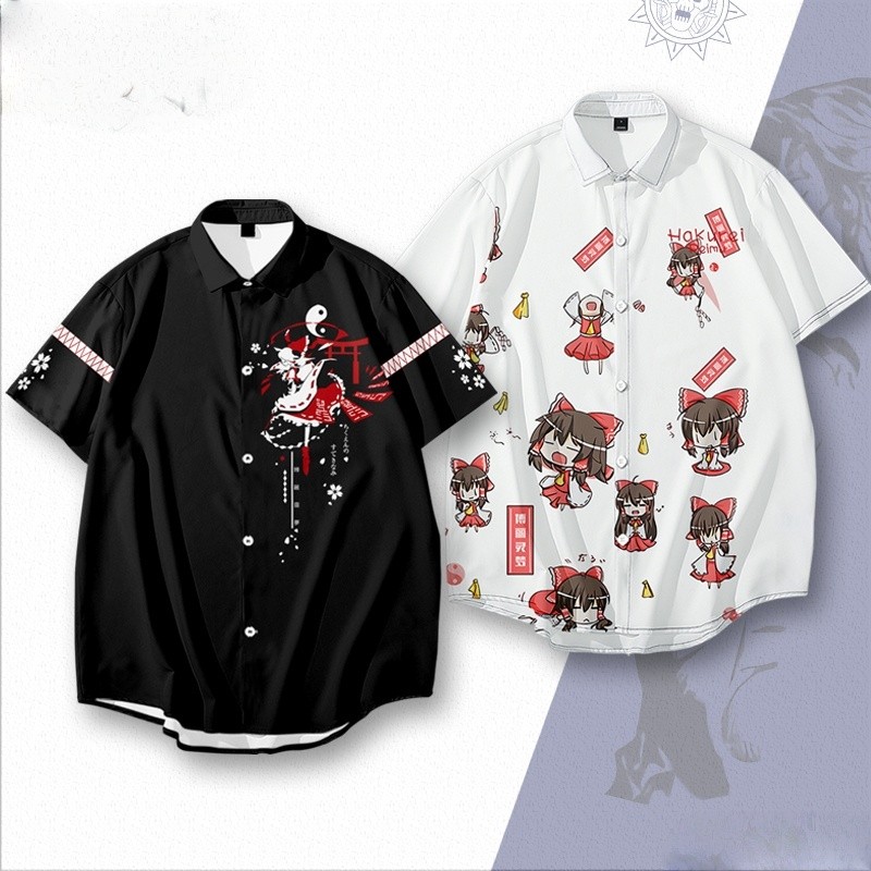 Game Touhou Project Hakurei Reimu Shirt 3D Printing Woman Man Short Sleeve Hawaiian Shirt Men Women 