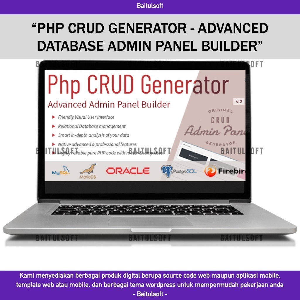 SOURCE CODE APLIKASI WEB PHP CRUD GENERATOR - ADVANCED DATABASE ADMIN PANEL BUILDER D399 BAITULSOFT